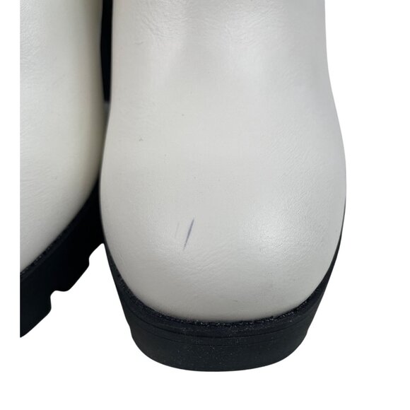 Mia Women’s Boots 7.5 Medium Gwyn Chelsea Platform Zip Ankle White Faux Leather - Picture 5 of 12